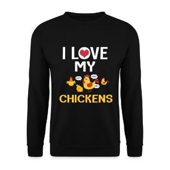 jardin J’aime mes poules - Sweat-shirt Unisexe - noir - Devant - Alina (178cm) & Michal (187cm)