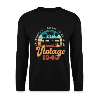 80 Ans anniversaire 80 ans né en 1943 - Sweat-shirt Unisexe - noir - Devant - Alina (178cm) & Michal (187cm)