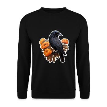 Crow on Flower Bush Halloween Autumn - Unisex Sweatshirt - black - Front - Alina (178cm) & Michal (187cm)