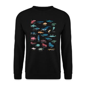 Marine animals alphabet marine biology - Unisex Sweatshirt - black - Front - Alina (178cm) & Michal (187cm)