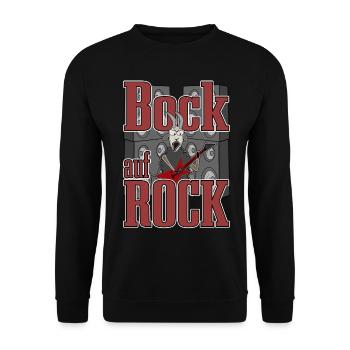 Bock auf Rock Schaf Schafbock - Unisex Pullover - Schwarz - Vorne - Alina (178cm) & Michal (187cm)