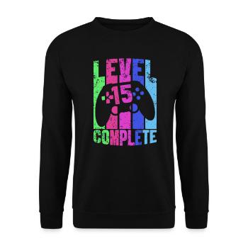 15th Birthday Gift Gamer Gaming Gamer Game - Unisex Sweatshirt - black - Front - Alina (178cm) & Michal (187cm)