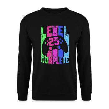 Gambler 25th Birthday Gamepad Gaming Controller - Unisex Sweatshirt - black - Front - Alina (178cm) & Michal (187cm)