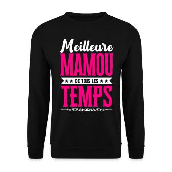 Meilleure Mamou de Tous les Temps - Rose/Blanc - Sweat-shirt Unisexe - noir - Devant - Alina (178cm) & Michal (187cm)