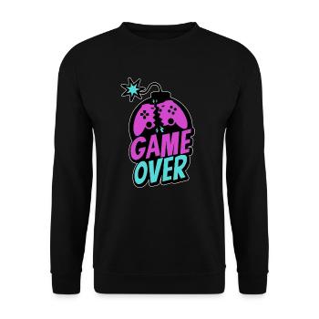 Game Over Controller Konsole Zocker Pro Gaming - Unisex Pullover - Schwarz - Vorne - Alina (178cm) & Michal (187cm)