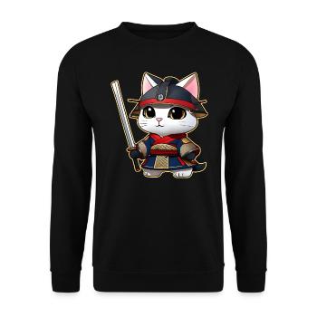 Cute samurai cat - Unisex Sweatshirt - black - Front - Alina (178cm) & Michal (187cm)