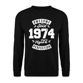 Vintage 1974 birthday - retro 1974 - Unisex Sweatshirt - black - Front - Alina (178cm) & Michal (187cm)