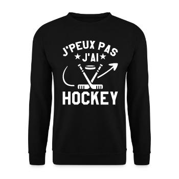 Ich kann nicht Eishockey - Unisex Pullover - Schwarz - Vorne - Alina (178cm) & Michal (187cm)