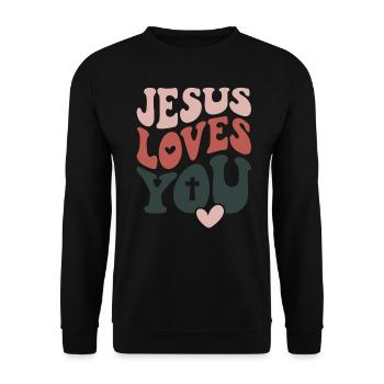 Jésus t’aime, t’aime, Design chrétien - Sweat-shirt Unisexe - noir - Devant - Alina (178cm) & Michal (187cm)