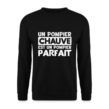 Pompier chauve sapeur pompier - Sweat-shirt Unisexe - noir - Devant - Alina (178cm) & Michal (187cm)