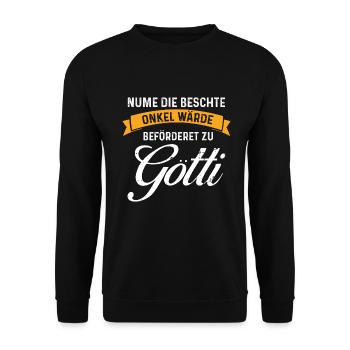 Onkel zu Götti - Unisex Pullover - Schwarz - Vorne - Alina (178cm) & Michal (187cm)