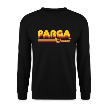 Parga: Design rétro estival - Sweat-shirt Unisexe - noir - Devant - Alina (178cm) & Michal (187cm)