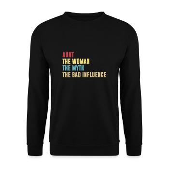 Tante die Frau der Mythos der schlechte Einfluss - Unisex Pullover - Schwarz - Vorne - Alina (178cm) & Michal (187cm)