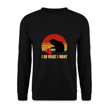Do What I Want Black Cat Red Cup - Unisex Sweatshirt - black - Front - Alina (178cm) & Michal (187cm)