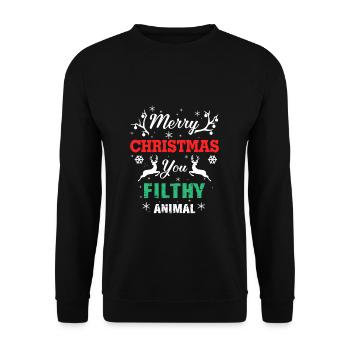 Drôle seul à la maison Films Joyeux Noël - Sweat-shirt Unisexe - noir - Devant - Alina (178cm) & Michal (187cm)