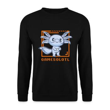 Axolotl Kawaii Gamer Gaming Walking Fish Lizard - Unisex Pullover - Schwarz - Vorne - Alina (178cm) & Michal (187cm)