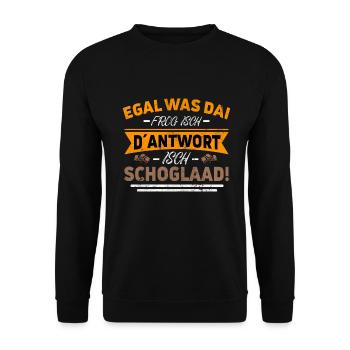 Alemannisch badisch für Naschkatzen - Unisex Pullover - Schwarz - Vorne - Alina (178cm) & Michal (187cm)