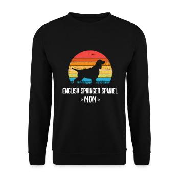 Englischer Springer Spaniel Mama Retro Vintage - Unisex Pullover - Schwarz - Vorne - Alina (178cm) & Michal (187cm)