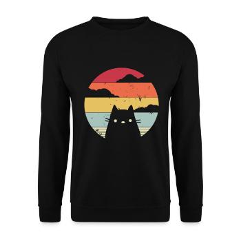 Propriétaire de chat, propriétaire de chat, Vintage Retro Gesche - Sweat-shirt Unisexe - noir - Devant - Alina (178cm) & Michal (187cm)