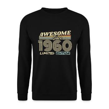 Vintage 1960er Jahre Retro - 1960er Jahre Geburtstagsgeschenk - Unisex Pullover - Schwarz - Vorne - Alina (178cm) & Michal (187cm)