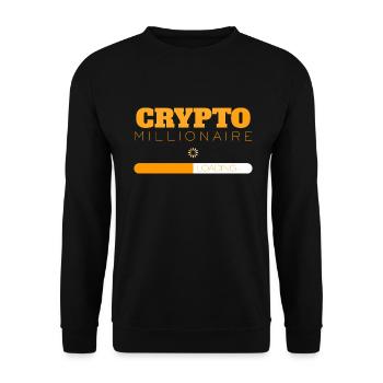 Crypto Millionaire Loading Kryptowährung Design - Unisex Pullover - Schwarz - Vorne - Alina (178cm) & Michal (187cm)