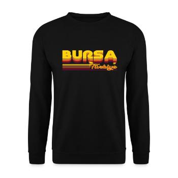 Bursa, Sommerliches Design der türkischen Stadt - Unisex Pullover - Schwarz - Vorne - Alina (178cm) & Michal (187cm)