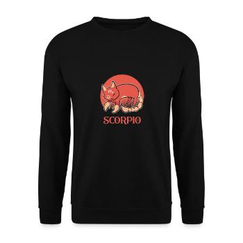 Scorpion Sternzeichen Katze Geburtstag Kätzchen - Unisex Pullover - Schwarz - Vorne - Alina (178cm) & Michal (187cm)