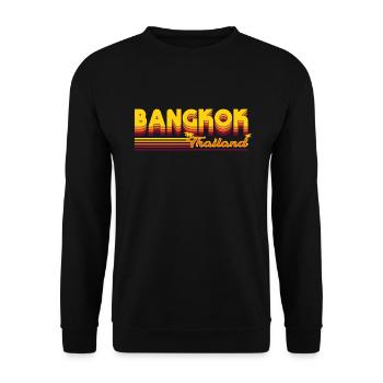 Bangkok Retro-Design: Stadtleben und Kultur - Unisex Pullover - Schwarz - Vorne - Alina (178cm) & Michal (187cm)