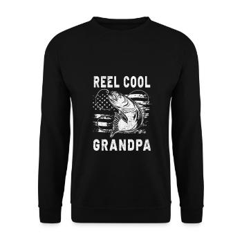 Fishing Grandpa Fishing Reel Cool Grandpa - Unisex Sweatshirt - black - Front - Alina (178cm) & Michal (187cm)