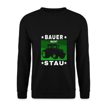 Bauern Demo Bauernhof - Bauer macht Stau - Unisex Pullover - Schwarz - Vorne - Alina (178cm) & Michal (187cm)