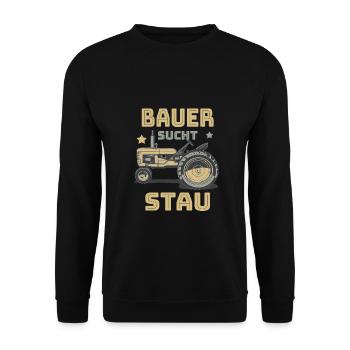 Bauern Demo Bauer Bauernhof - Bauer sucht Stau - Unisex Pullover - Schwarz - Vorne - Alina (178cm) & Michal (187cm)