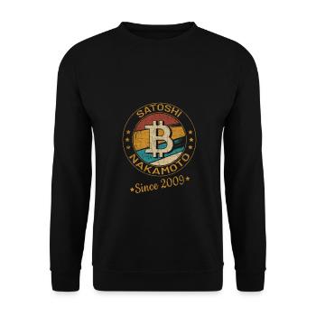 Crypto-monnaie Bitcoin Satoshi Nakamoto depuis 2009 - Sweat-shirt Unisexe - noir - Devant - Alina (178cm) & Michal (187cm)