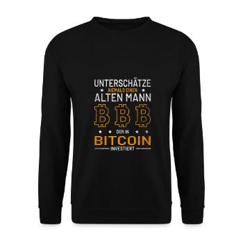 Bitcoin Krypto Blockchain BTC Hodl Coin - Unisex Pullover - Schwarz - Vorne - Alina (178cm) & Michal (187cm)