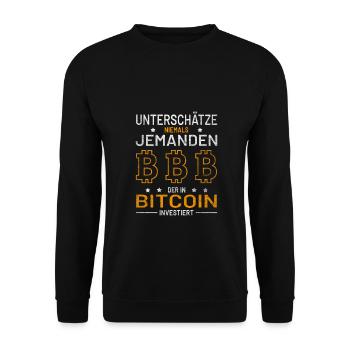 Bitcoin Krypto Blockchain BTC Hodl Coin - Unisex Pullover - Schwarz - Vorne - Alina (178cm) & Michal (187cm)
