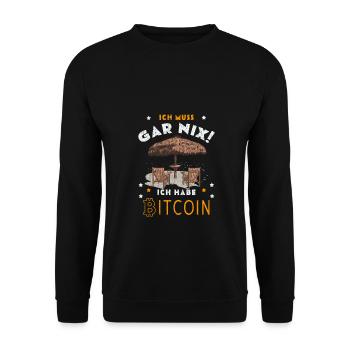 Krypto BTC - Ich muss gar nichts ich habe Bitcoin - Unisex Pullover - Schwarz - Vorne - Alina (178cm) & Michal (187cm)