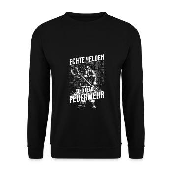 Pompiers - De vrais héros sont dans les pompiers - Sweat-shirt Unisexe - noir - Devant - Alina (178cm) & Michal (187cm)