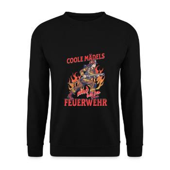 Fire brigade - Cool girls are with the fire brigade - Unisex Sweatshirt - black - Front - Alina (178cm) & Michal (187cm)