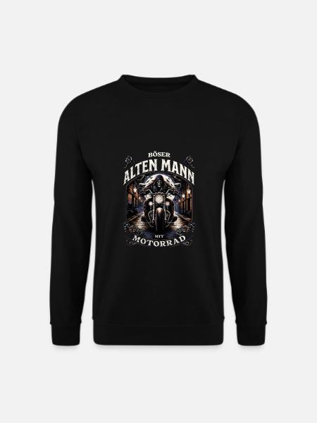 Biker Bike Motorrad Böser alter Mann mit Motorrad - Unisex Pullover - Schwarz