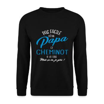 Papa et cheminot - Sweat-shirt Unisexe - noir - Devant - Alina (178cm) & Michal (187cm)