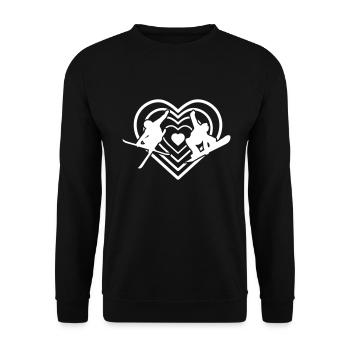 Ski and Snowboard Freestyle Love Heart - Unisex Sweatshirt - black - Front - Alina (178cm) & Michal (187cm)