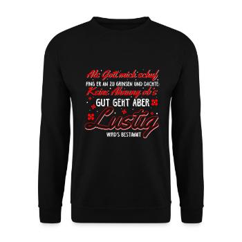 Lustig Spruch Sarkasmus Geschenk - Unisex Pullover - Schwarz - Vorne - Alina (178cm) & Michal (187cm)