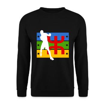 Berber Amazigh Boxen - Unisex Pullover - Schwarz - Vorne - Alina (178cm) & Michal (187cm)