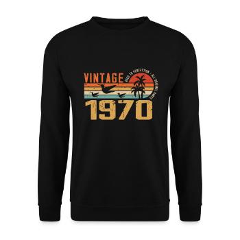 Vintage 1970 Cadeau Anniversaire - Millésime 1970 - Sweat-shirt Unisexe - noir - Devant - Alina (178cm) & Michal (187cm)