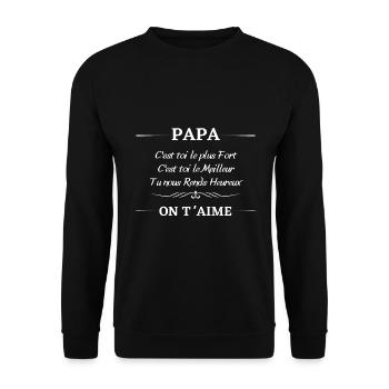 idee cadeau papa message amour - Sweat-shirt Unisexe - noir - Devant - Alina (178cm) & Michal (187cm)