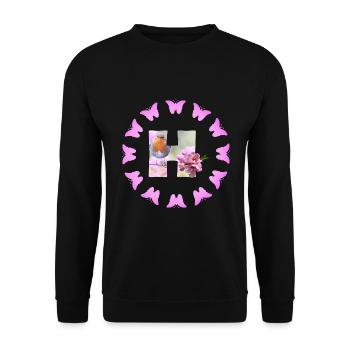 fruit blossom h - Unisex Sweatshirt - black - Front - Alina (178cm) & Michal (187cm)