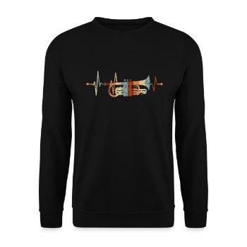 Kornett Herzschlag Kornettist Musiker Blasmusik - Unisex Pullover - Schwarz - Vorne - Alina (178cm) & Michal (187cm)