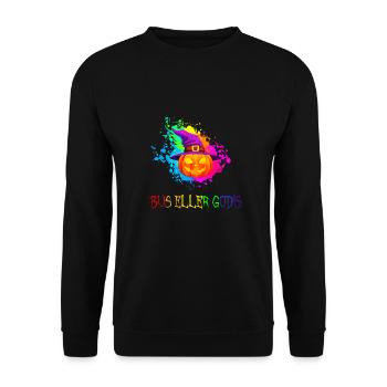 Halloween Bus eller godis Pumpkin Gift Idea - Unisex Sweatshirt - black - Front - Alina (178cm) & Michal (187cm)