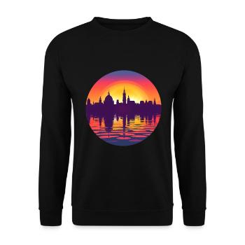 Hall Skyline - Unisex Sweatshirt - black - Front - Alina (178cm) & Michal (187cm)
