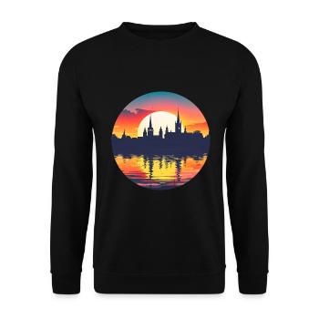 Hanau Skyline - Unisex Sweatshirt - black - Front - Alina (178cm) & Michal (187cm)