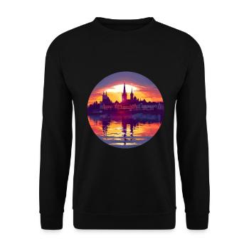 Ligne d’horizon de Hildesheim - Sweat-shirt Unisexe - noir - Devant - Alina (178cm) & Michal (187cm)